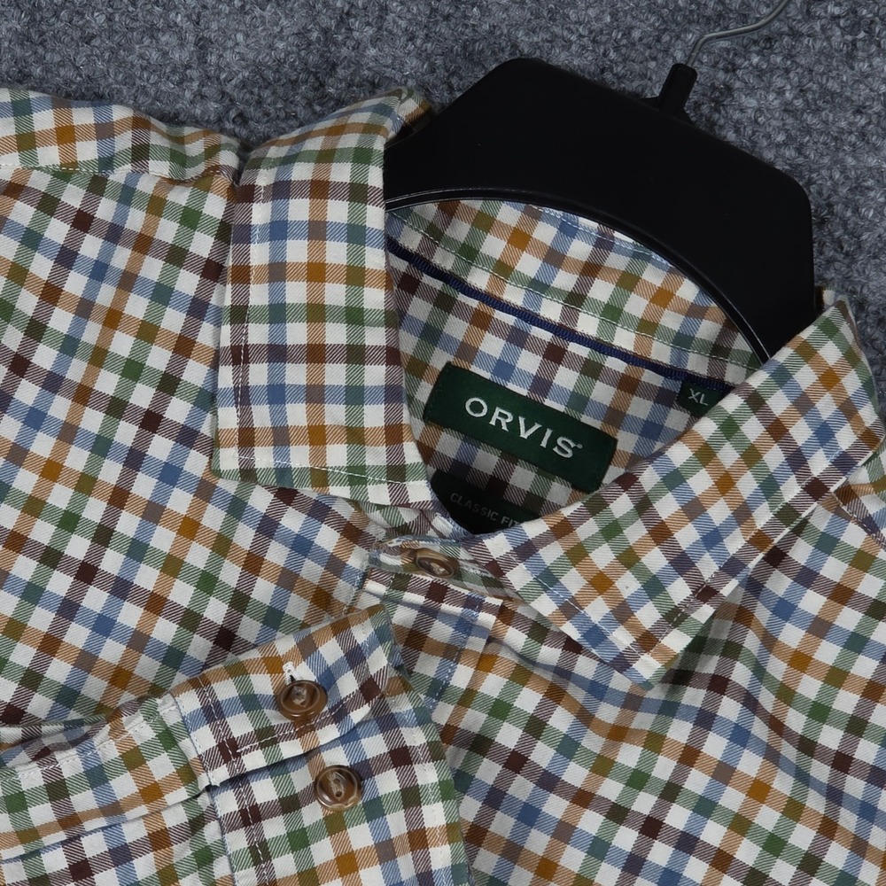 Orvis Button Up Shirt Mens XL Multi Color Gingham Plaid Classic Fit